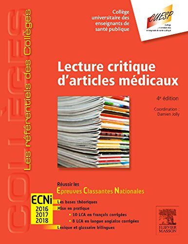Damien Jolly Lecture Critique D'Articles Médicaux : Ecni 2016, 2017, 2018