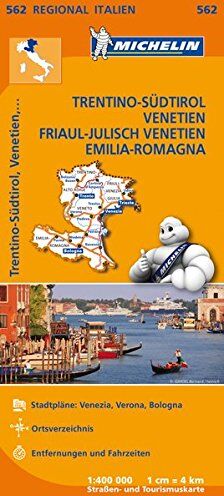 Michelin Trentino-Südtirol,Venetien, Friaul-Julisch Venetien, Emilia Romagna: Straßen- Und Tourismuskarte 1:400.000 (Michelin Regionalkarten)