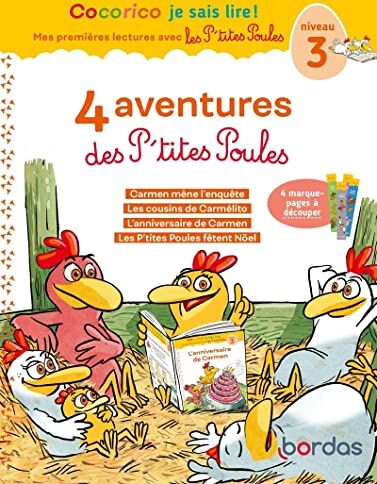 Marie-Christine Olivier Cocorico Je Sais Lire! 1ères Lectures Avec Les P'Tites Poules-4 Aventures Des P'Tites Poules-Niv3: Carmen Mène L'Enquête ; Les Cousins De Carmélito ; ... Fêtent Noël - Avec 4 Marque-Pages À Découper