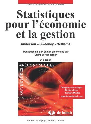 Anderson, David R. Statistiques Pour L'Économie Et La Gestion