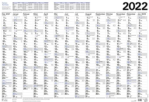 Korsch Verlag Großer Wandtimer 2022: 14 Monate (Dezember 2020 - Januar 2022) I Ferientermine Und Feiertage I 97 X 67 Cm