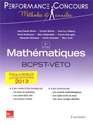Jean-Claude Martin Mathématiques 1re Année Bcpst-Veto