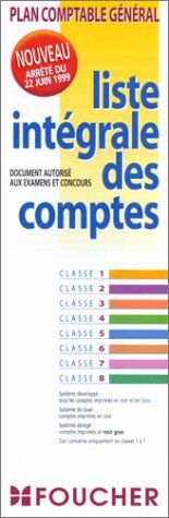 Collectif Liste Integrale Des Comptes. Plan Comptable Général Juin 1999 (Parascolaire)