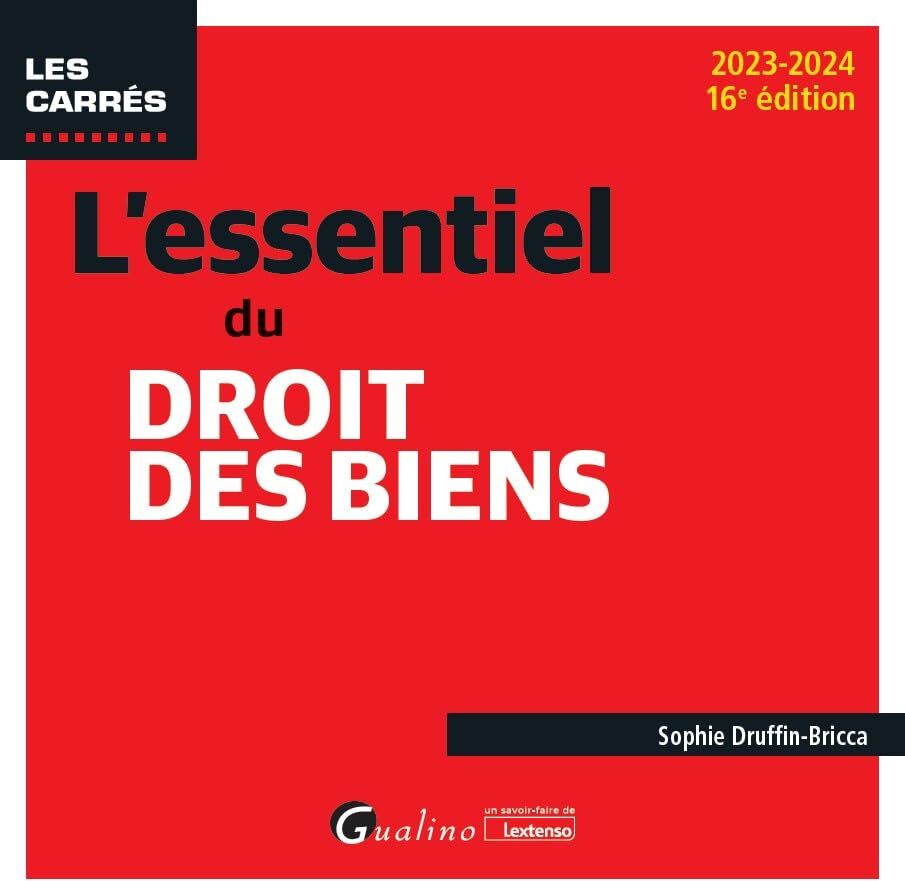 Sophie Druffin-Bricca L'Essentiel Du Droit Des Biens: Une Description Des Notions Et Mecanismes Fondamentaux Du Droit Des Biens (2023-2024)