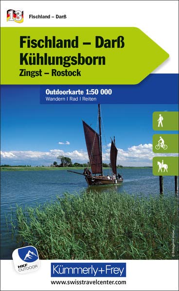 Hallwag Kümmerly+Frey AG Fischland - Darss - Kühlungsborn Nr. 13 Outdoorkarte Deutschland 1:50 000: Zingst, Rostock, Water Resistant, Free Download Mit Hkf Outdoor App (Kümmerly+frey Outdoorkarten Deutschland)