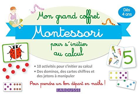 Collectif Mon Grand Coffret Montessori D'Initiation Au Calcul : Avec 70 Cartes, 40 Jetons, 20 Barres Numériques Et Barrettes De Perles Colorées