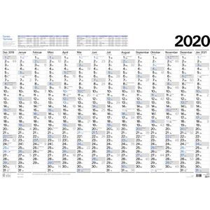 Korsch Verlag Großer Wandtimer 2020: 14 Monate (Dezember 2019 - Januar 2021) I Ferientermine Und Feiertage I 97 X 67 Cm