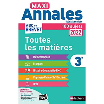 Nathan Maxi Annales 2022 3e : Toutes Les Matières, 100 Sujets - Publicité Nathan Maxi Annales 2022 3e : Toutes Les Matières, 100 Sujets - Publicité