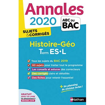 Collectif Histoire Géographie Terminales Es, L : Annales 2020, Sujets & Corrigés - Publicité Collectif Histoire Géographie Terminales Es, L : Annales 2020, Sujets & Corrigés - Publicité