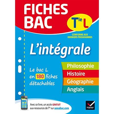 Collectif L'Intégrale, Terminale L : Le Bac L En 180 Fiches Détachables : Philosophie, Histoire, Géographie, Anglais - Publicité Collectif L'Intégrale, Terminale L : Le Bac L En 180 Fiches Détachables : Philosophie, Histoire, Géographie, Anglais - Publicité