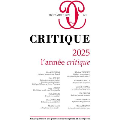 Collectif Critique, N° 943. 2025 : L'Année Critique - Publicité Collectif Critique, N° 943. 2025 : L'Année Critique - Publicité