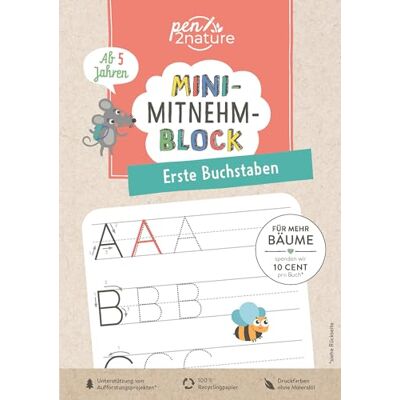 pen2nature Mini-Mitnehm-Block Erste Buchstaben: Spielerisches Buchstaben-Training Im Handlichen Mini-Format Perfekte Kinderbeschäftigung Für Unterwegs Ab 5 Jahren - Publicité pen2nature Mini-Mitnehm-Block Erste Buchstaben: Spielerisches Buchstaben-Training Im Handlichen Mini-Format Perfekte Kinderbeschäftigung Für Unterwegs Ab 5 Jahren - Publicité