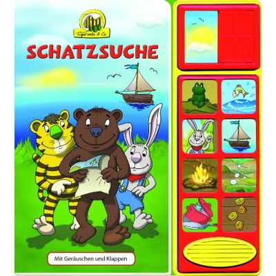 Janosch, Schatzsuche - Klappen-Geräusche-Buch - Publicité Janosch, Schatzsuche - Klappen-Geräusche-Buch - Publicité