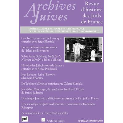 Collectif Archives Juives, N° 56-2. Ecrire L'Histoire Des Juifs En France Depuis Les Années 1950 : Entretiens Et Essais D'Egohistoire (2) - Publicité Collectif Archives Juives, N° 56-2. Ecrire L'Histoire Des Juifs En France Depuis Les Années 1950 : Entretiens Et Essais D'Egohistoire (2) - Publicité