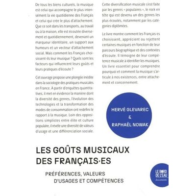 Hervé Glevarec Les Goûts Musicaux Des Français.E.S : Références, Valeurs D'Usages Et Compétences - Publicité Hervé Glevarec Les Goûts Musicaux Des Français.E.S : Références, Valeurs D'Usages Et Compétences - Publicité