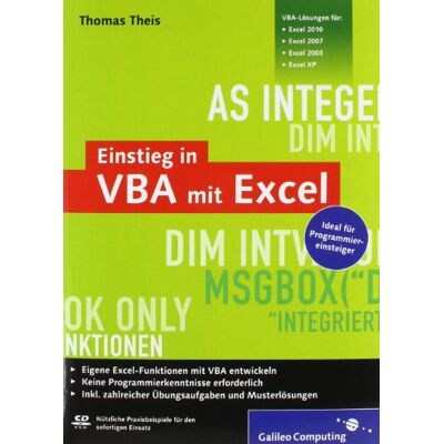 Thomas Theis Einstieg In Vba Mit Excel: Für Microsoft Excel 2002 Bis 2010 (Galileo Computing) - Publicité Thomas Theis Einstieg In Vba Mit Excel: Für Microsoft Excel 2002 Bis 2010 (Galileo Computing) - Publicité