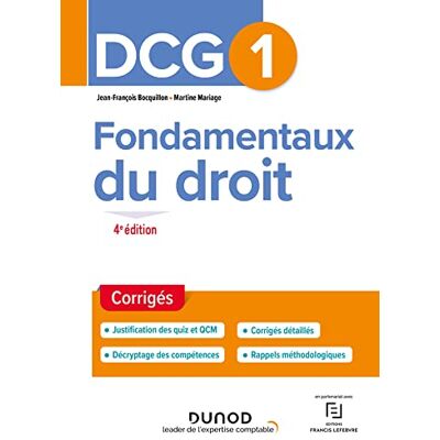 Jean-François Bocquillon Dcg 1, Fondamentaux Du Droit : Corrigés - Publicité Jean-François Bocquillon Dcg 1, Fondamentaux Du Droit : Corrigés - Publicité