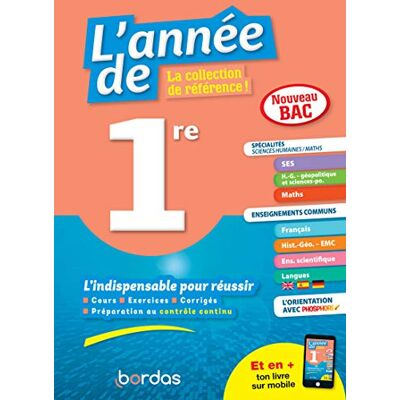 Collectif L'Année De 1re, Spécialités Sciences Humaines-Maths, Enseignements Communs : L'Indispensable Pour Réussir : Nouveau Bac - Publicité Collectif L'Année De 1re, Spécialités Sciences Humaines-Maths, Enseignements Communs : L'Indispensable Pour Réussir : Nouveau Bac - Publicité