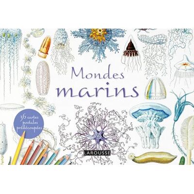 Larousse Mondes Marins : 36 Cartes Postales Prédécoupées - Publicité Larousse Mondes Marins : 36 Cartes Postales Prédécoupées - Publicité