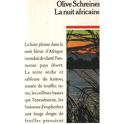 Olive Schreiner La Nuit Africaine - Publicité Olive Schreiner La Nuit Africaine - Publicité