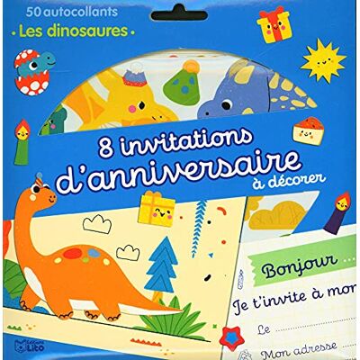 Clémentine Dérodit 8 Invitations D'Anniversaire À Décorer : Les Dinosaures : 50 Autocollants - Publicité Clémentine Dérodit 8 Invitations D'Anniversaire À Décorer : Les Dinosaures : 50 Autocollants - Publicité