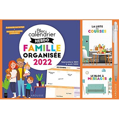 Larousse Bloc Calendrier Hebdo Famille Organisée 2022 : De Septembre 2021 À Août 2022 - Publicité Larousse Bloc Calendrier Hebdo Famille Organisée 2022 : De Septembre 2021 À Août 2022 - Publicité