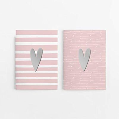Lisa Wirth 2er Set Notizheft Din A5 (Blanko) In Rosa Mit 2 Verschiedenen Herz-Motiven Und Jeweils 40 Seiten In Weiß Mit 120 G Papier. Vorderseite Mit Hochwertiger Silberfolien-Veredelung. Publicité Lisa Wirth 2er Set Notizheft Din A5 (Blanko) In Rosa Mit 2 Verschiedenen Herz-Motiven Und Jeweils 40 Seiten In Weiß Mit 120 G Papier. Vorderseite Mit Hochwertiger Silberfolien-Veredelung. Publicité