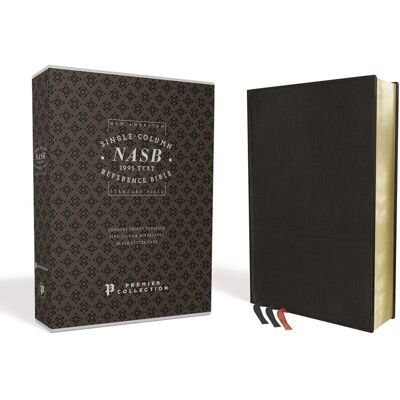 Zondervan Nasb, Single-Column Reference Bible, Wide Margin, Premium Goatskin Leather, Black, Premier Collection, Black Letter, 1995 Text, Art Gilded Edges, ... Comfort Print, 1995 Text, Premier Collection - Publicité Zondervan Nasb, Single-Column Reference Bible, Wide Margin, Premium Goatskin Leather, Black, Premier Collection, Black Letter, 1995 Text, Art Gilded Edges, ... Comfort Print, 1995 Text, Premier Collection - Publicité