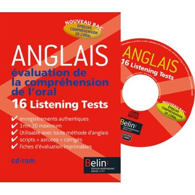 Belin Anglais : 16 Listening Tests, Évaluation De La Compréhension De L'Oral : Nouveau Bac, Épreuve Compréhension De L'Oral - Publicité Belin Anglais : 16 Listening Tests, Évaluation De La Compréhension De L'Oral : Nouveau Bac, Épreuve Compréhension De L'Oral - Publicité