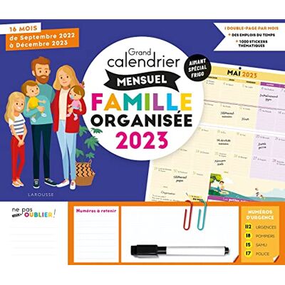 Larousse Grand Calendrier Mensuel Famille Organisée 2023 : 16 Mois : De Septembre 2022 À Décembre 2023 - Publicité Larousse Grand Calendrier Mensuel Famille Organisée 2023 : 16 Mois : De Septembre 2022 À Décembre 2023 - Publicité