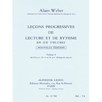 WEBER A. Lecons Progr.Lecture Et Rythme Vol 5:Ut 3eme 1ere 4eme Ou Mel.5 Cles S/acct - Publicité WEBER A. Lecons Progr.Lecture Et Rythme Vol 5:Ut 3eme 1ere 4eme Ou Mel.5 Cles S/acct - Publicité