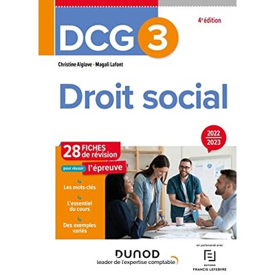 Christine Alglave Dcg 3, Droit Social : 28 Fiches De Révision Pour Réussir L'Épreuve : 2022-2023 - Publicité Christine Alglave Dcg 3, Droit Social : 28 Fiches De Révision Pour Réussir L'Épreuve : 2022-2023 - Publicité