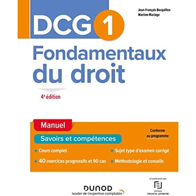 Jean-François Bocquillon Dcg 1, Fondamentaux Du Droit : Manuel, Savoirs Et Compétences - Publicité Jean-François Bocquillon Dcg 1, Fondamentaux Du Droit : Manuel, Savoirs Et Compétences - Publicité