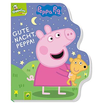 Florentine Specht Gute Nacht, Peppa! - Peppa Pig: Pappbilderbuch Mit Konturenstanzung - Publicité Florentine Specht Gute Nacht, Peppa! - Peppa Pig: Pappbilderbuch Mit Konturenstanzung - Publicité