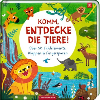 Komm, Entdecke Die Tiere!: Über 50 Fühlelemente, Klappen & Fingerspuren: Interaktives Pappbilderbuch Mit 50 Elementen Zum Klappen Und Fühlen Für Kinder Ab 18 Monaten - Publicité Komm, Entdecke Die Tiere!: Über 50 Fühlelemente, Klappen & Fingerspuren: Interaktives Pappbilderbuch Mit 50 Elementen Zum Klappen Und Fühlen Für Kinder Ab 18 Monaten - Publicité