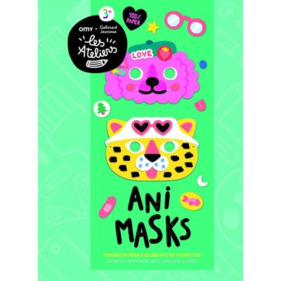 Collectif Ani Masks: 6 Masques En Papier À Décorer Avec Des Stickers Fluo - Publicité Collectif Ani Masks: 6 Masques En Papier À Décorer Avec Des Stickers Fluo - Publicité