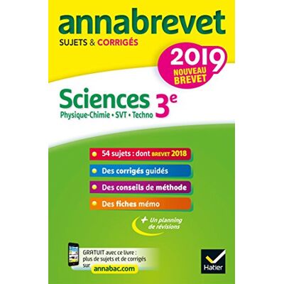 Collectif Sciences 3e : Physique Chimie, Svt, Techno : Nouveau Brevet 2019 - Publicité Collectif Sciences 3e : Physique Chimie, Svt, Techno : Nouveau Brevet 2019 - Publicité