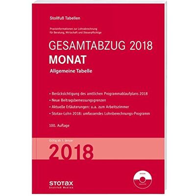 Tabelle, Gesamtabzug 2018 Monat: Bundesweit Gültige Ausgabe - Publicité Tabelle, Gesamtabzug 2018 Monat: Bundesweit Gültige Ausgabe - Publicité