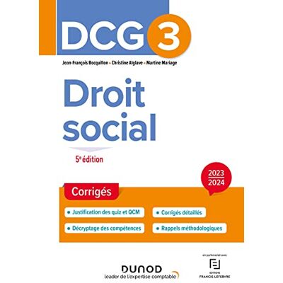 Jean-François Bocquillon Dcg 3, Droit Social : Corrigés : 2023-2024 - Publicité Jean-François Bocquillon Dcg 3, Droit Social : Corrigés : 2023-2024 - Publicité