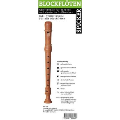 Various Blockflöten Spicker: Die Praktische Grifftabelle Für Alle Blockflöten. Blockflöte. Publicité Various Blockflöten Spicker: Die Praktische Grifftabelle Für Alle Blockflöten. Blockflöte. Publicité