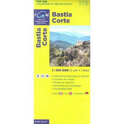 Bastia Corte 1 : 100 000 (Ign Top 100s) - Publicité Bastia Corte 1 : 100 000 (Ign Top 100s) - Publicité