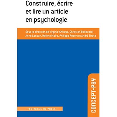 Collectif Construire, Écrire Et Lire Un Article En Psychologie - Publicité Collectif Construire, Écrire Et Lire Un Article En Psychologie - Publicité