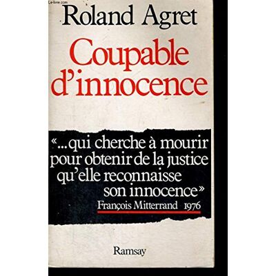 Agret R Coupable D'Innocence - Publicité Agret R Coupable D'Innocence - Publicité