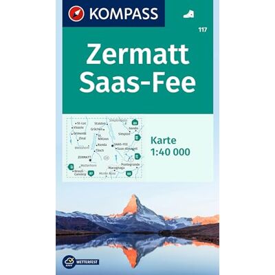 Kompass Wanderkarte 117 Zermatt, Saas-Fee 1:40.000: Markierte Wanderwege, Hütten - Publicité Kompass Wanderkarte 117 Zermatt, Saas-Fee 1:40.000: Markierte Wanderwege, Hütten - Publicité