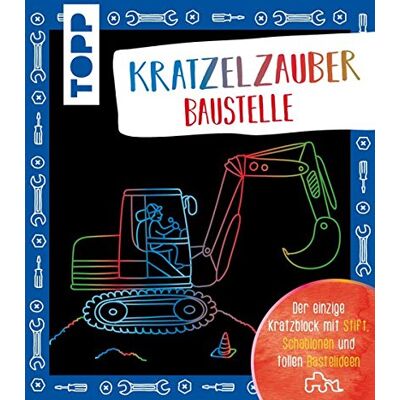 frechverlag Kratzelzauber Baustelle: Der Einzige Kratzblock Mit Stift, Schablonen Und Tollen Bastelideen - Publicité frechverlag Kratzelzauber Baustelle: Der Einzige Kratzblock Mit Stift, Schablonen Und Tollen Bastelideen - Publicité