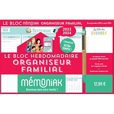 Le Bloc Hebdomadaire Organiseur Familial Mémoniak 2024 - Publicité Le Bloc Hebdomadaire Organiseur Familial Mémoniak 2024 - Publicité