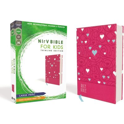 Zondervan Nirv, Bible For Kids, Large Print, Leathersoft, Pink, Comfort Print: Thinline Edition - Publicité Zondervan Nirv, Bible For Kids, Large Print, Leathersoft, Pink, Comfort Print: Thinline Edition - Publicité