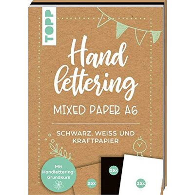 frechverlag Handlettering Mixed Paper Block A6: 75 Feste Papiere Zum Lettern (Din A6, 220 G/m²), Je 25x Weiß, Schwarz Und Kraftpapier, Mit Handlettering-Grundkurs Und Inspirationen - Publicité frechverlag Handlettering Mixed Paper Block A6: 75 Feste Papiere Zum Lettern (Din A6, 220 G/m²), Je 25x Weiß, Schwarz Und Kraftpapier, Mit Handlettering-Grundkurs Und Inspirationen - Publicité
