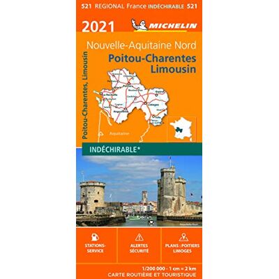 Carte Michelin Poitou-Charentes-Limousin 2021 - Publicité Carte Michelin Poitou-Charentes-Limousin 2021 - Publicité