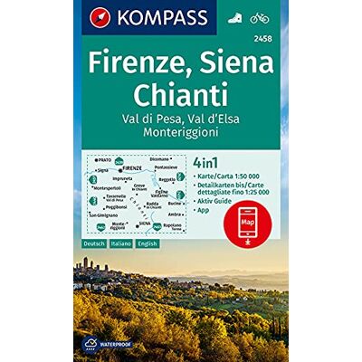 KOMPASS-Karten GmbH Kompass Wanderkarte Firenze, Siena, Chianti, Val Di Pesa, Val D'Elsa, Monteriggioni: 4in1 Wanderkarte 1:50000 Mit Aktiv Guide Und Detailkarten ... (Kompass-Wanderkarten, Band 2458) - Publicité KOMPASS-Karten GmbH Kompass Wanderkarte Firenze, Siena, Chianti, Val Di Pesa, Val D'Elsa, Monteriggioni: 4in1 Wanderkarte 1:50000 Mit Aktiv Guide Und Detailkarten ... (Kompass-Wanderkarten, Band 2458) - Publicité